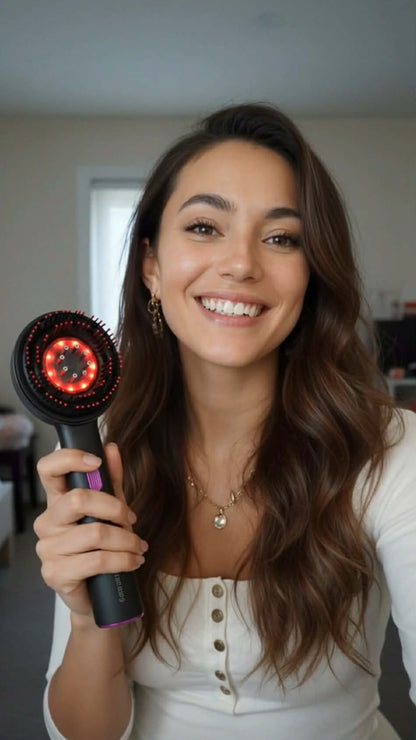 Brosse Massante Cuir Chevelu LED Rouge – Soin, Volume & Brillance