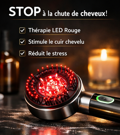 Brosse Massante Cuir Chevelu LED Rouge – Soin, Volume & Brillance