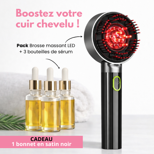 Brosse Massante Cuir Chevelu LED Rouge – Soin, Volume & Brillance