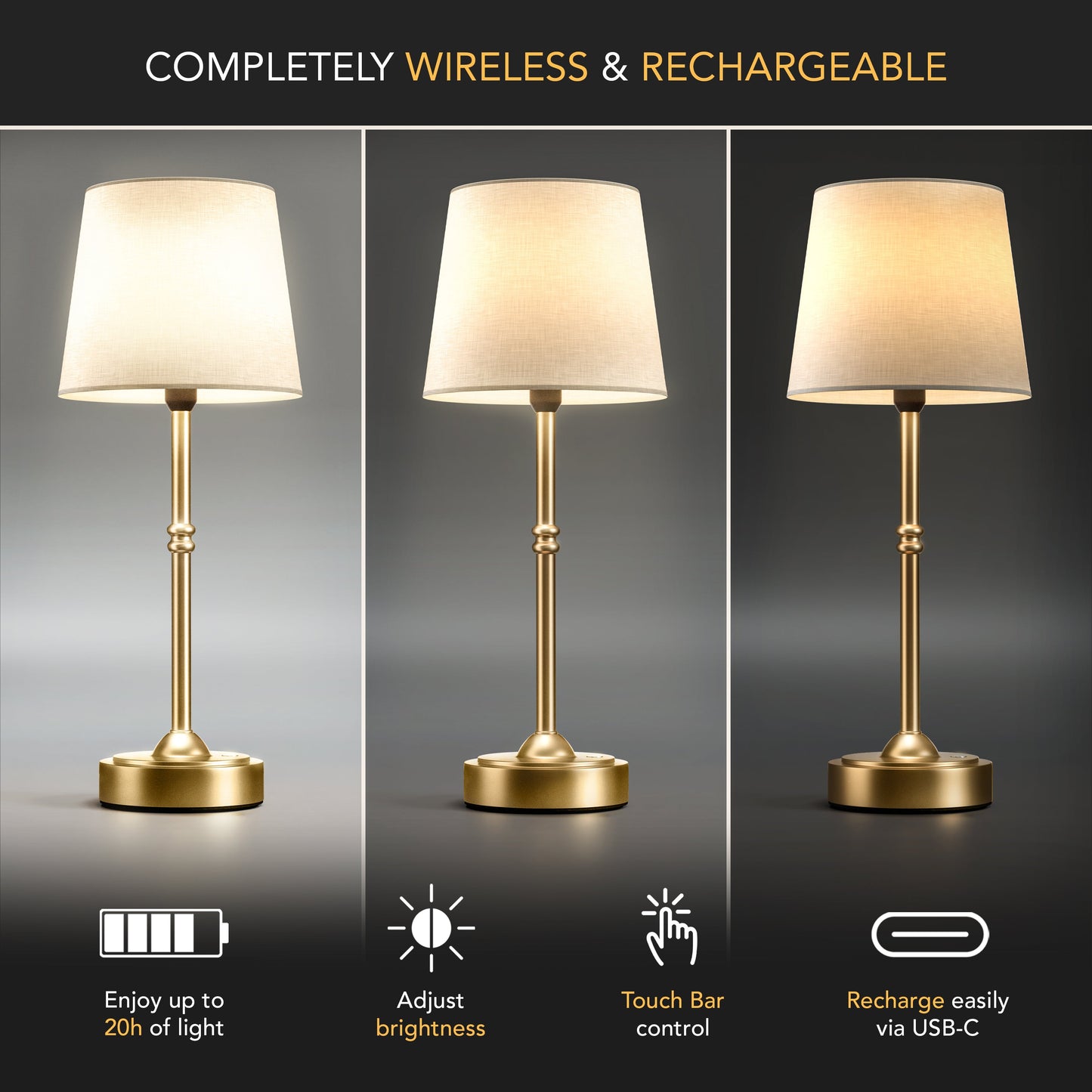 LumaTouch – Lampe de table rechargeable sans Fil