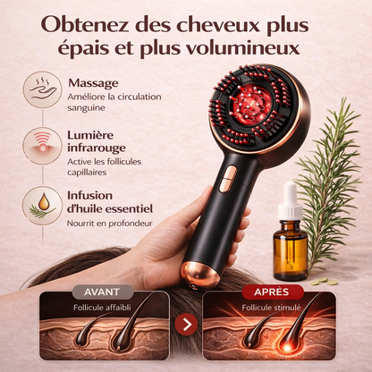 Capilux™ - Brosse LED + 1 Huile de Romarin – Routine Anti-Chute