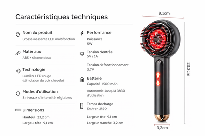 Capilux™ - Brosse LED + 1 Huile de Romarin – Routine Anti-Chute